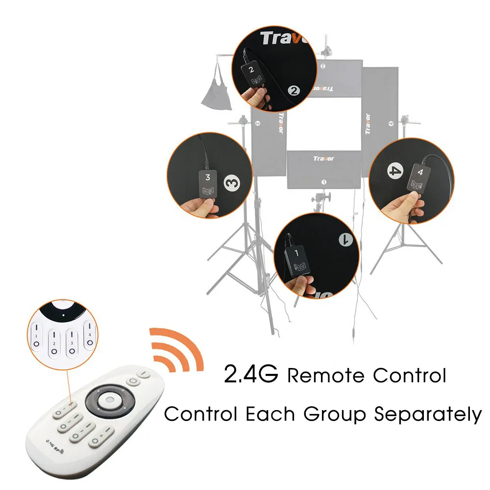  Travor 4 in 1 Headshot LED studio light 100W 5500K CRI95 video light with 2.4G Wireless Remote cont - 32905681075