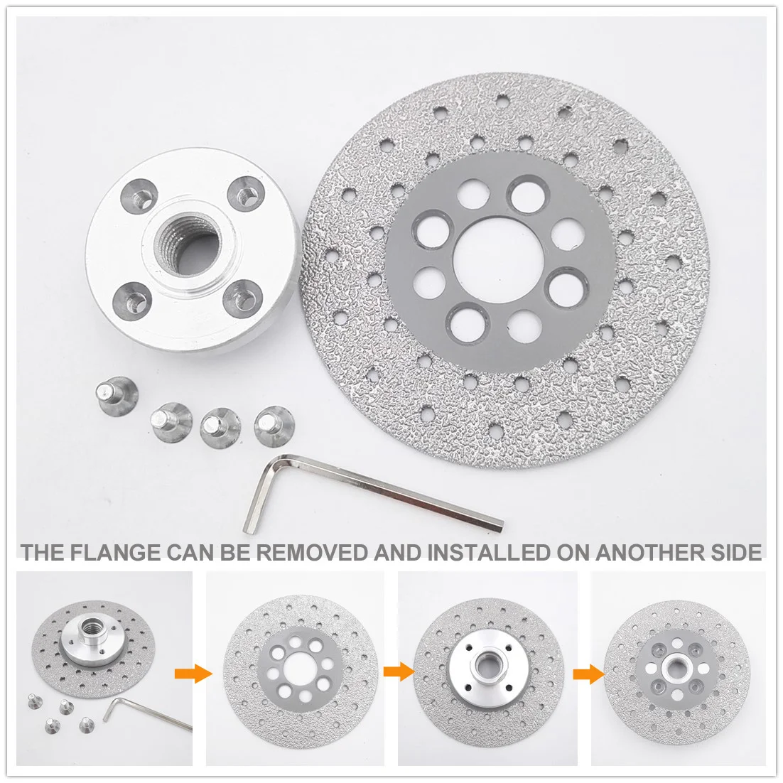 2pcs 4.5" Vacuum Brazed  Diamond Cutting Grinding Wheel Disc 5/8-11 Flange stone shaping Both side coated saw blade