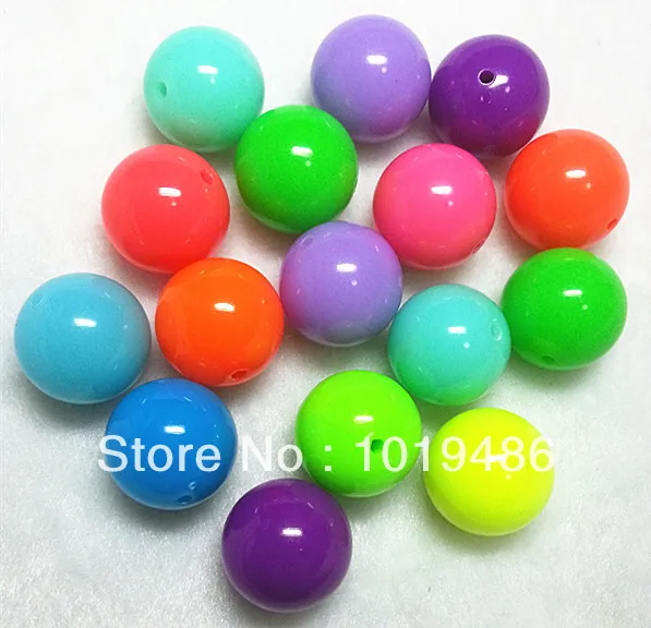 

20mm 100pcs/lot Mixed Color Acrylic Neon/Fluorescence chunky Beads,New Fashion Acrylic Solid Beads for Jewelry