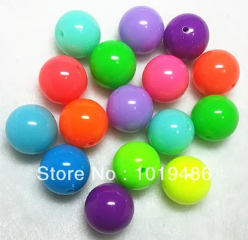 

20mm 100pcs/lot Mixed Color Acrylic Neon/Fluorescence chunky Beads,New Fashion Acrylic Solid Beads for Jewelry