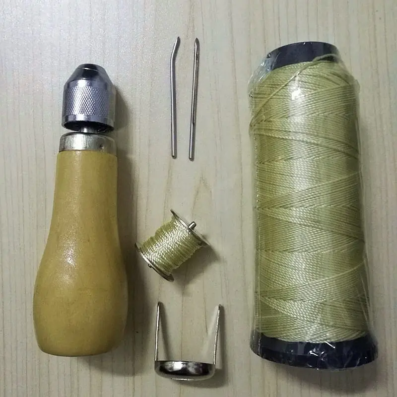 Деревянный кожаный швейный шило Набор инструментов DIY Speedy Stitcher швейный шило с 2 нитями кожаный парусный холст тяжелый ремонт - Цвет: Sewing Awl