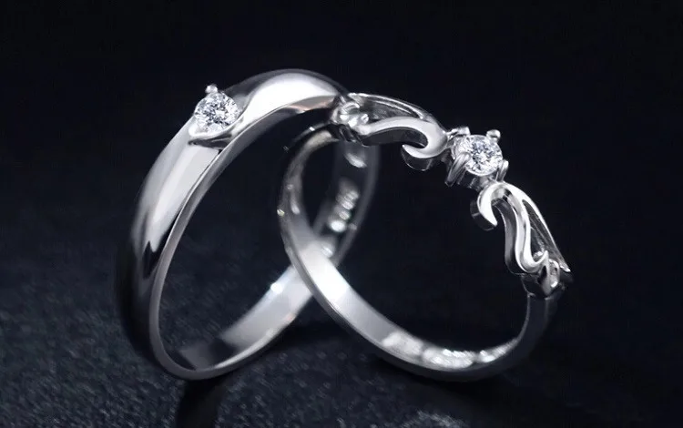 Uloveido Wedding Rings Pair Silver Color Engagement Couple Rings for Lovers Women and Men Jewelry Love Ring Dropshipping J001
