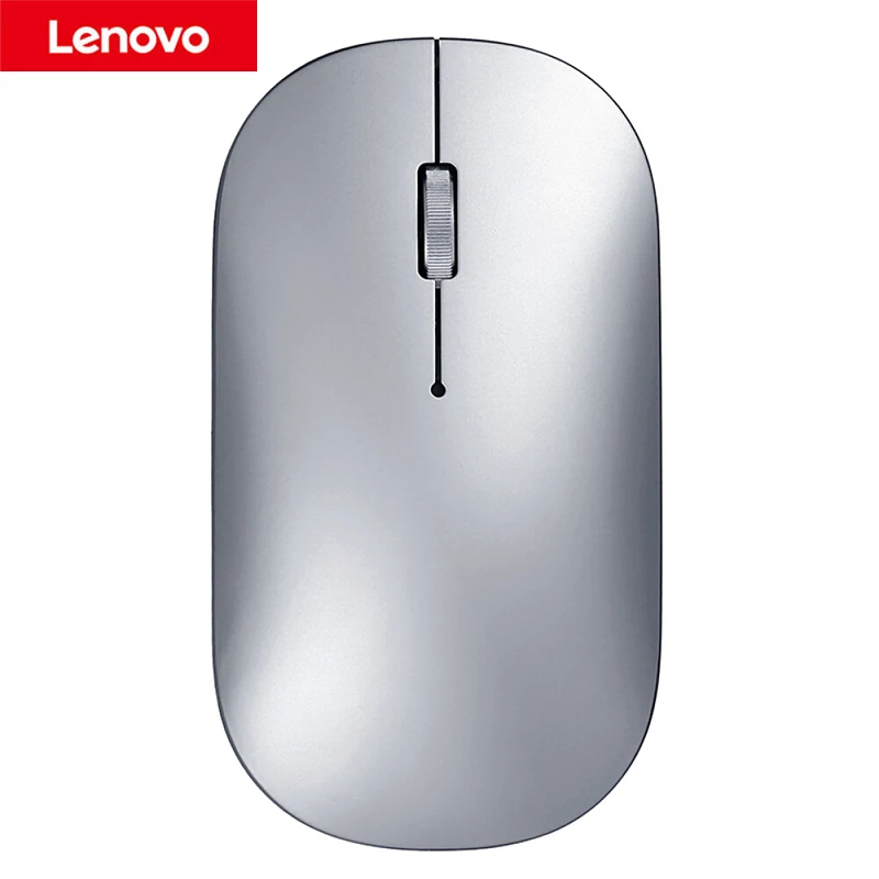 

2019 New Arrivals Lenovo Air Wireless Mouse Dual mode 2.4G Wireless/Bluetooth Mouse Ultra-Thin Silent full metal-Gray