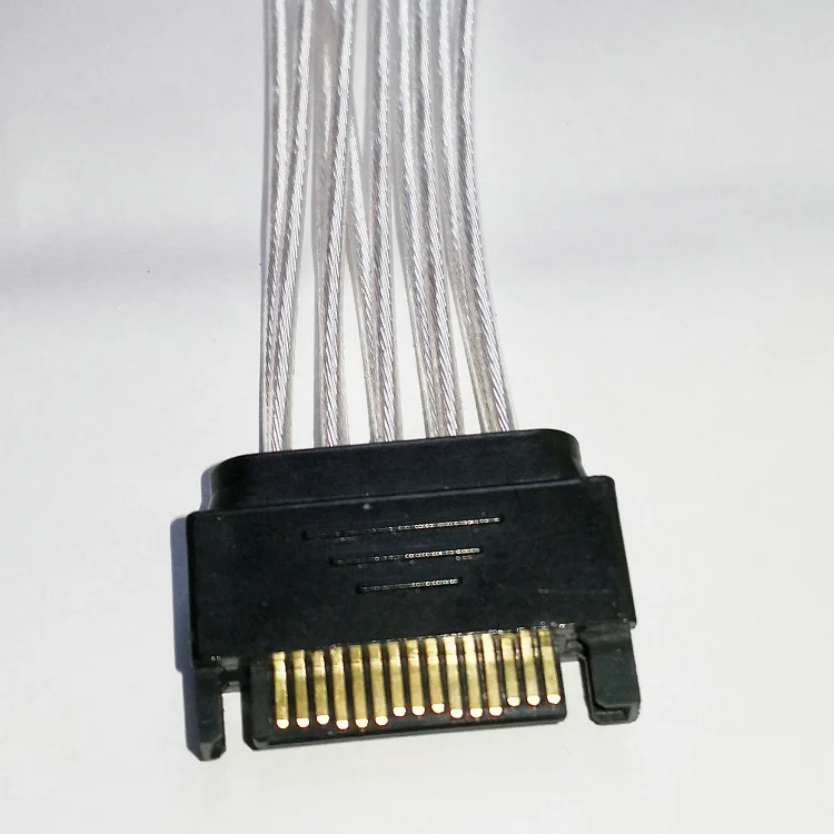 10 шт./лот 30 см 18AWG посеребренный медный провод 15Pin SATA штекер на 2 гнездо шнур