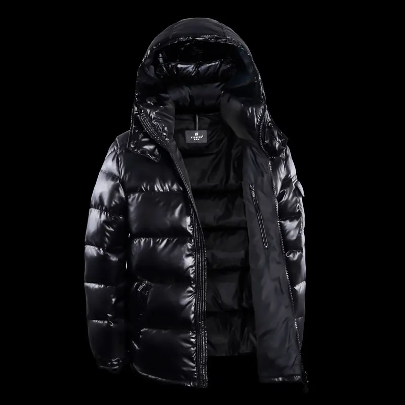 Tcyeek Fashion Winter Down Coat Male Thick Warm Down Jacket Men Coat Winter White Duck Down Jackets Short Hooded Outwear 18028