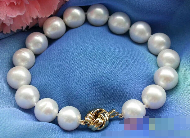 

FREE SHIPPING>>>@@ > 12696 white round freshwater cultured pearl bracelet