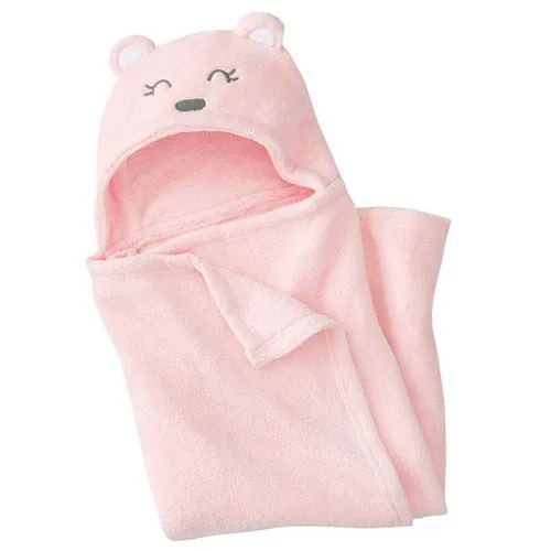 Удобный детский банный халат с милыми животными, детское одеяло с капюшоном, банное полотенце для малышей - Цвет: Pink Bear
