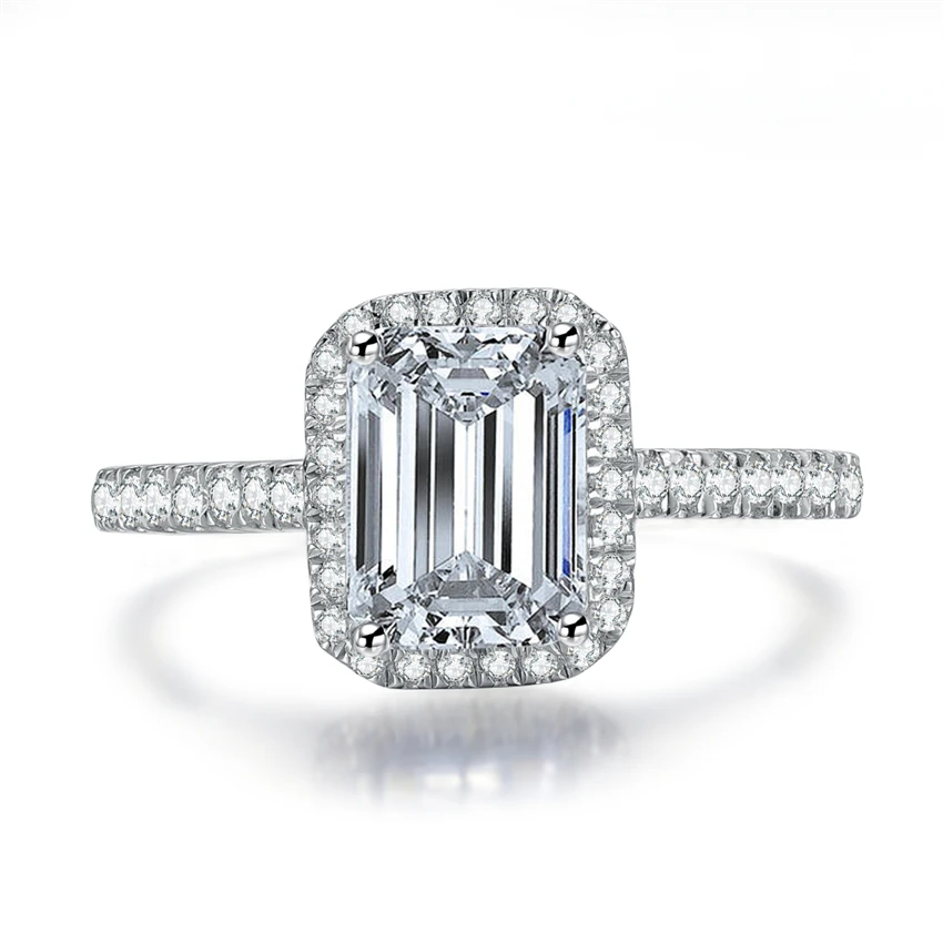 

1CT 14K White Gold Emerald Cut Long-term Fine Diamond Women Anniversary Ring Propose Jewerly Express Shipping Service