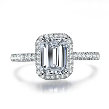 

1CT 14K White Gold Emerald Cut Long-term Fine Diamond Women Anniversary Ring Propose Jewerly Express Shipping Service
