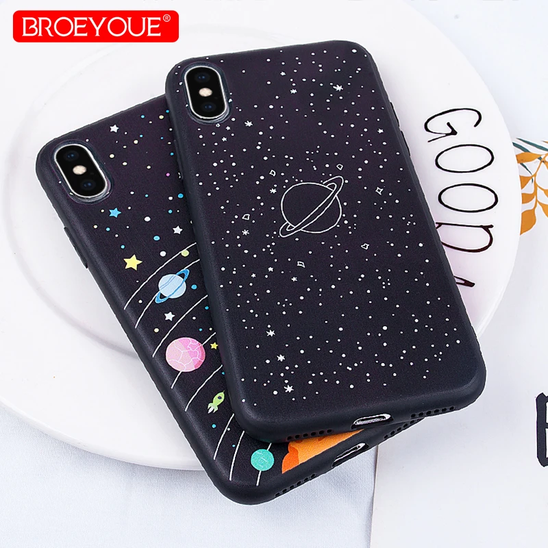 

Space Sky 5 5S SE Soft Case Pattern Matte Case For iPhone 6 6S 7 8 Plus X 5 5S SE XS Max XR Cover For iPhone 7 8 Cartoon Case