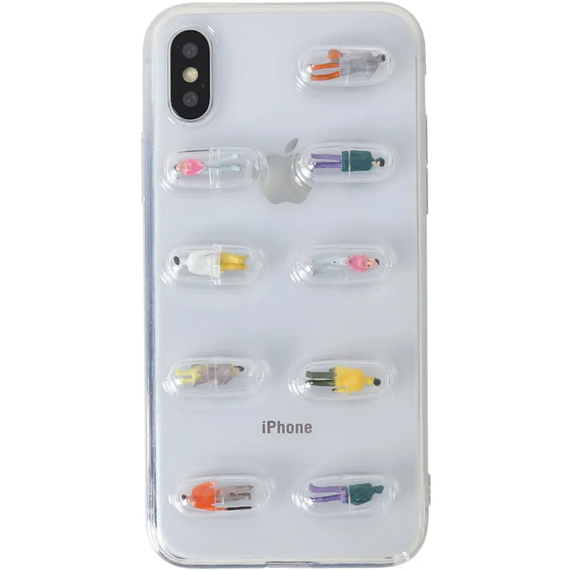 LUDI 3D Fun Cartoon Capsule Doll Phone Case For iphone X Case For iphone 6 6S 7 8 Plus Colorful Stereoscopic Clear Soft TPU Case6