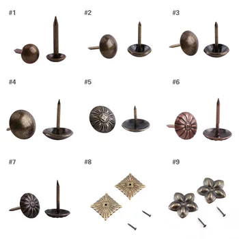 

100pcs/pack Vintage Upholstery Nails Wine Jewelry Bronze Metal Tags Furniture Sofa Shoe Door Decorative Tack Stud