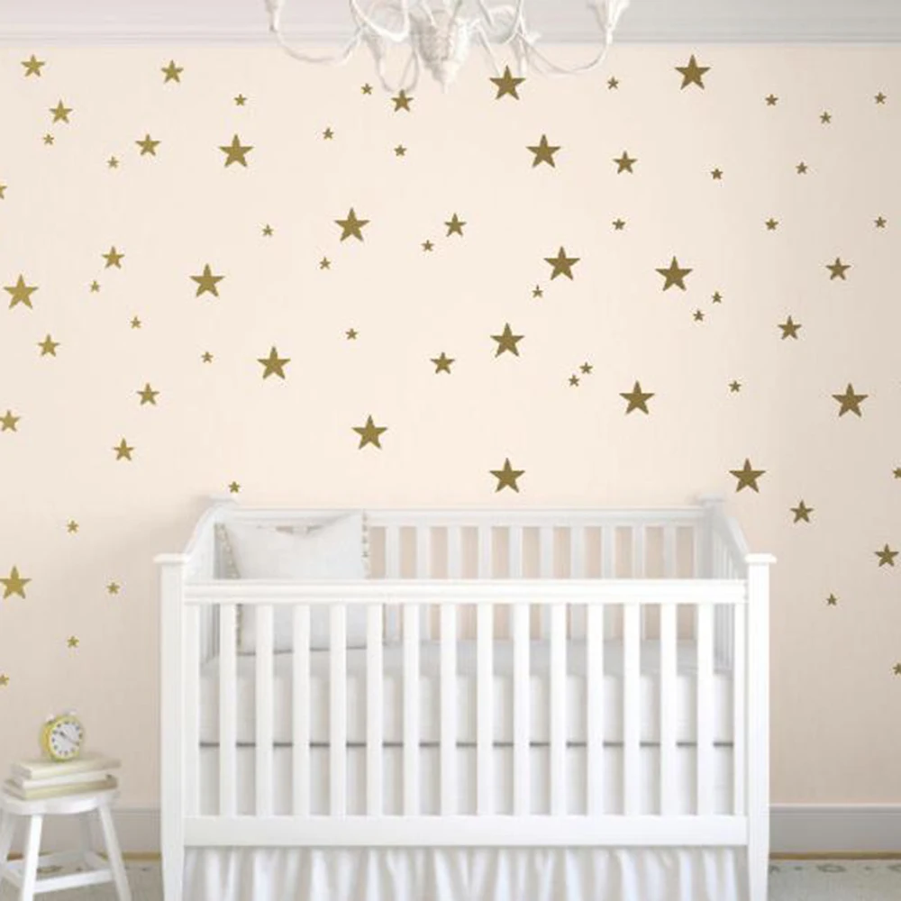 50Pcs Mutiple Size Cartoon Star Wall Sticker Nursery Kids Room Gold Star Wall Decal Playroom Classroom Dorm Vinyl Decor (3)