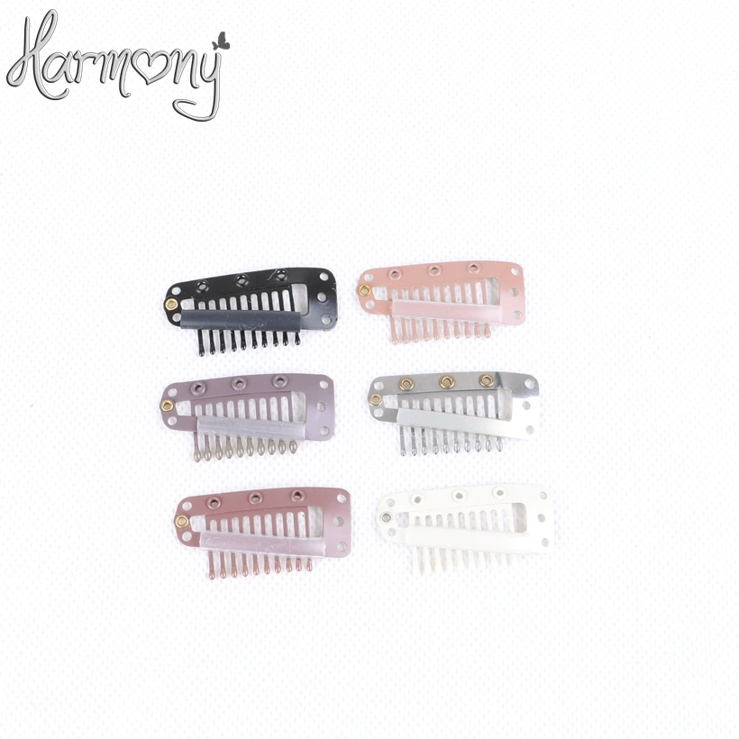 Harmony, удлинители волос защелкивающиеся зажимы/3,8 см с 10 зубьями 100 шт в упаковке 3 упаковки/лот