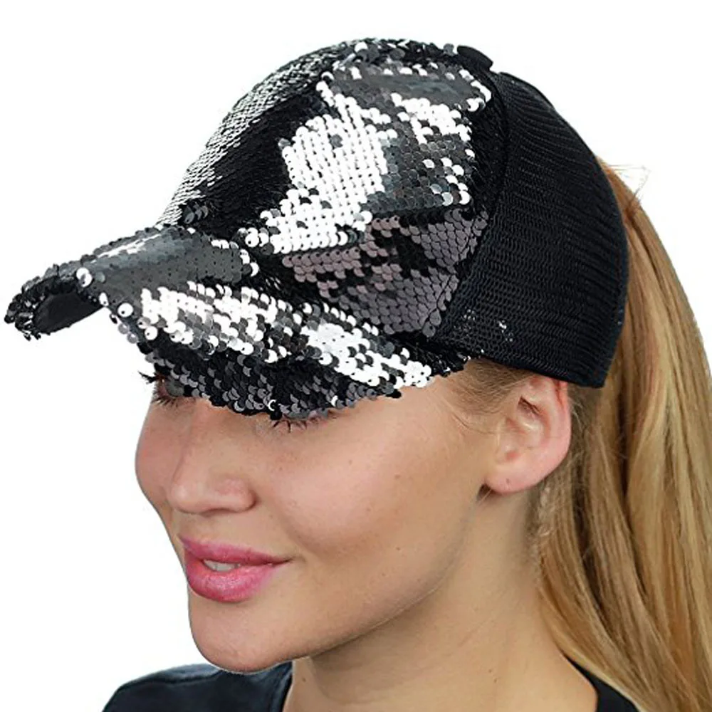 

2018 New Fashion Sequins Baseball Cap For Women Men BlingBling Mesh Summer Snapback Caps Gorras Casquette Homme
