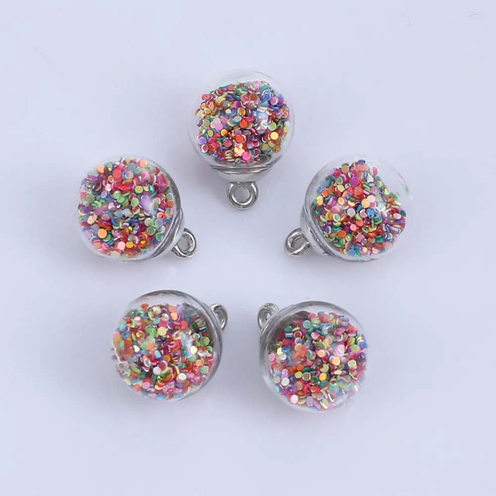 

DoreenBeads DIY Findings Pendant Glass Charm Transparent Glass Bubble Multicolor Sequins Inside 21mm( 7/8") x 16mm, 20 PCs