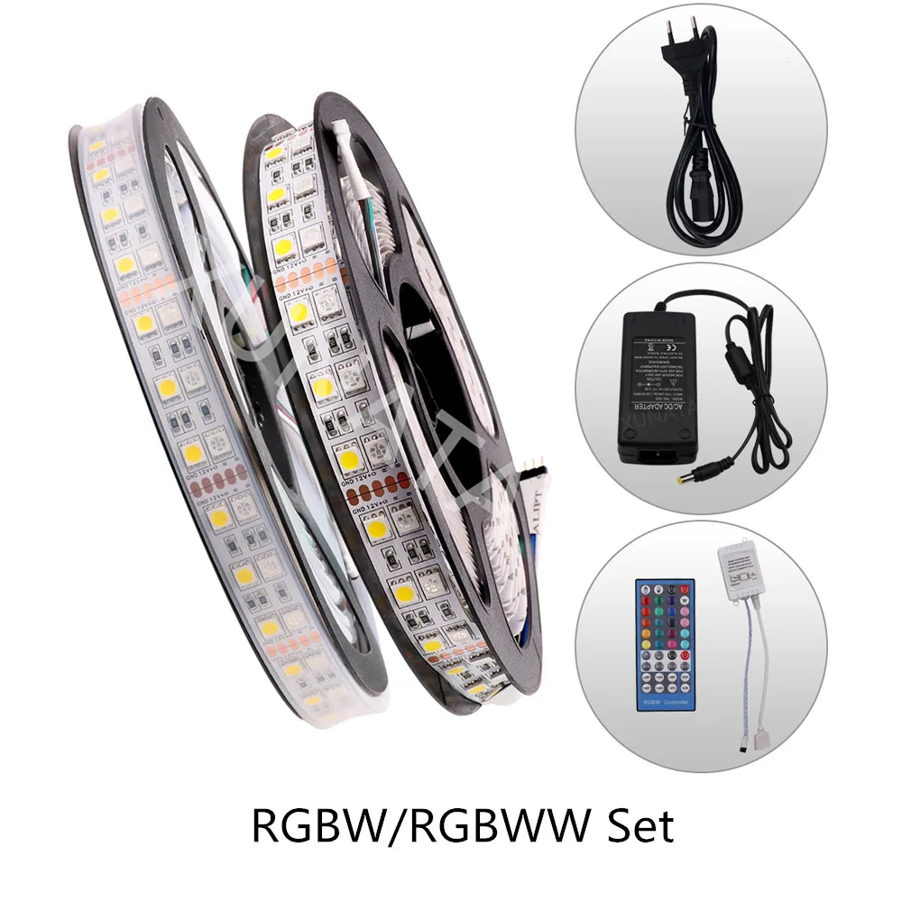 DC12V EU/US/AU/UK SMD5050 двухрядные монохромный RGBW RGBWW Led Light с дистанционным управление 5 м/лот