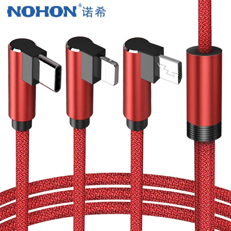 Koop NOHON 3 in 1 Micro USB Type C Verlichting Lader Datakabel 8 Pin Voor iPhone X 8 7 XS Plus Voor Xiaomi 4 Huawei Lading Kabels 1.2 m
