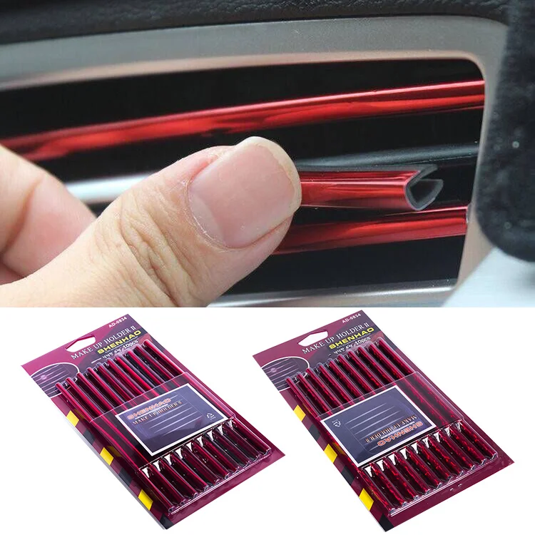 

NEW 10pcs/set U Shaped Universal 12 colors Automotive air conditioning outlet blade decoration strip car styling