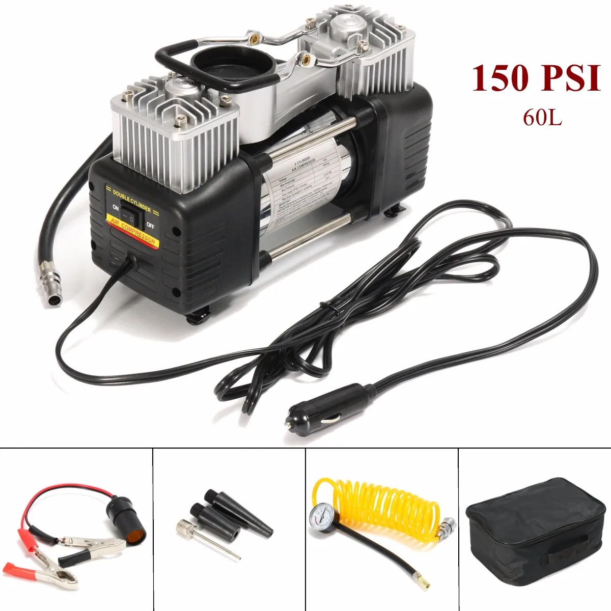

Hot Portable DC 12V Auto Tire Inflator 150PSI Car Air Pump Auto Compressor Heavy- Tyre 30Amp Set