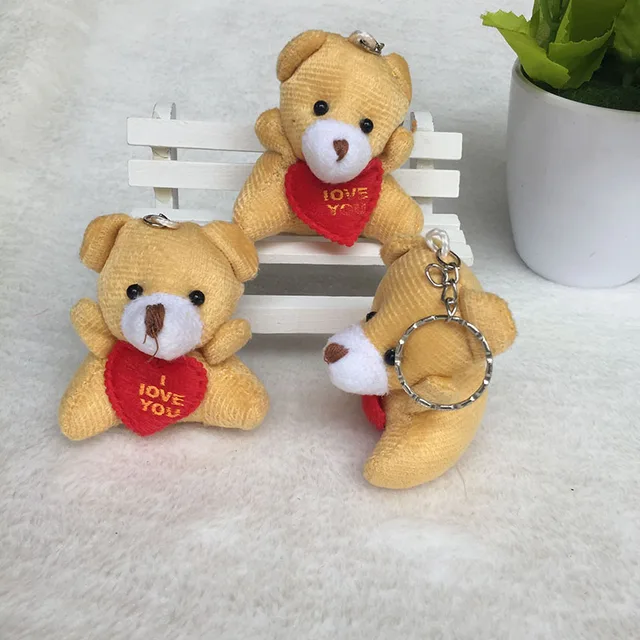 100PCS/LOT Cute Plush Keychains Toys Pendant Soft Bears Stuffed 5.5cm