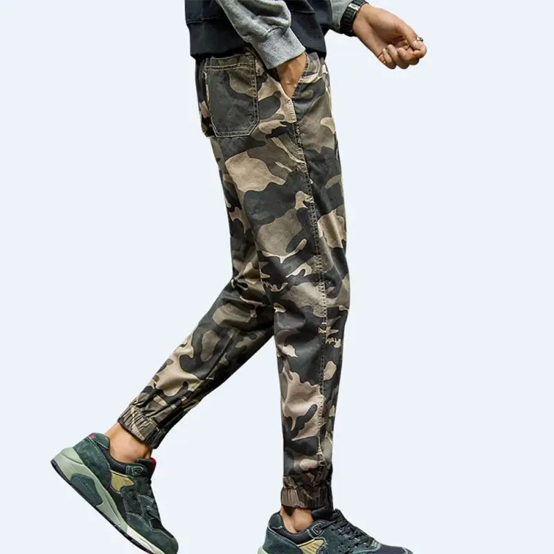 Новый 2018 Для мужчин с Jogger осенние узкие штаны-шаровары Для мужчин камуфляж военные брюки свободные удобные штаны-карго Camo Joggers X4