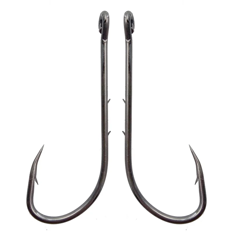 180pcs 92247 High Carbon Steel Fishing Hooks Black Offset Long Barbed Shank Baitholder Bait Hook Size 1 1/0 2/0 3/0 4/0 5/0 6/0