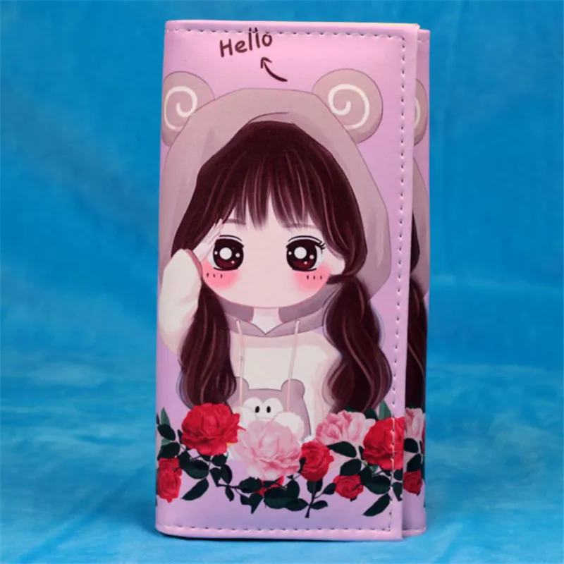 Стандартный кошелек-клатч для девочек с рисунком милой куклы, органайзер для денег, Модный маленький дешевый кошелек, длинный держатель для монет, детский подарок - Цвет: hello girl