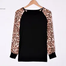 Loose Casual Blouse Women Long Sleeve O-Neck Patchwork Top Basic Shirt 25