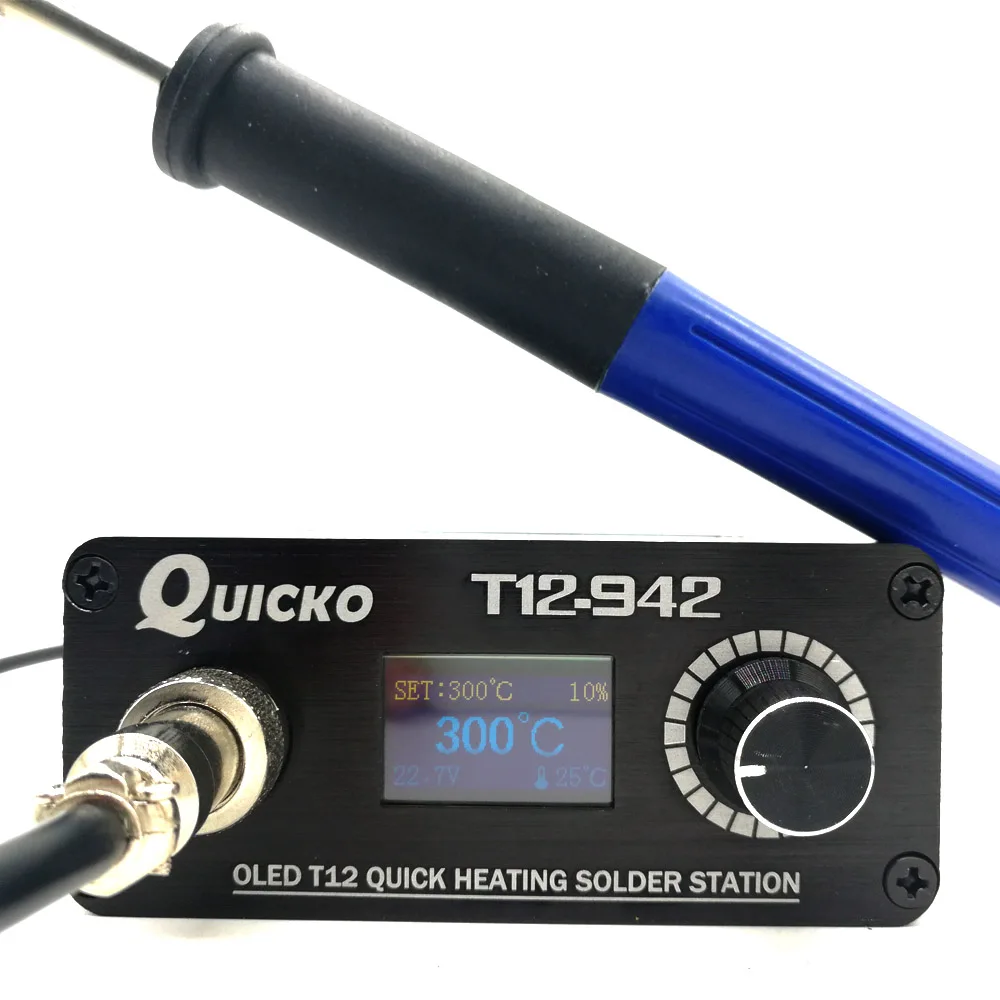 Цифровая паяльная станция QUICKO MINI T12 STC OLED 942 электронный паяльник с ручкой 9501