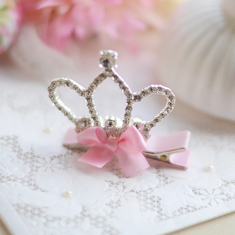 BalleenShiny 1 шт. дизайн блестящие стразы заколка для волос в форме короны для девочек Детские аксессуары для волос для маленьких детей принцесса кристальная повязка на голову - Цвет: Style 10 pink