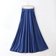 Новые богемные Модальные гофрированные юбки элегантные однотонные плиссированные юбки женские высокие эластичные талии пакеты повседневные длинные юбки