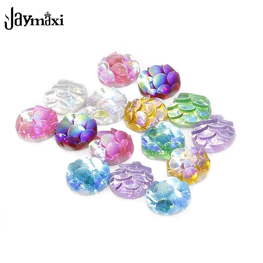 Jaymaxi 6 мм каучуковые рыбьи чешуи кабошоны 3D Мини искусственная Друза Сделай Сам