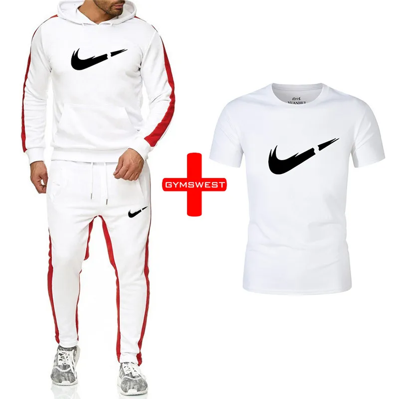 جودة الرياضية العلامة التجارية رياضية الرجال/النساء T قميص Sweatpants هوديس 3 قطع مجموعات الملابس عارضة بذلة رياضية القطن الرياضية