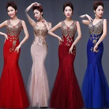 JSJ130#Bridal Wedding party toast gown new arrival spring summer 2017 fishtail dress blue long Lace bridesmaid dresses wholesale