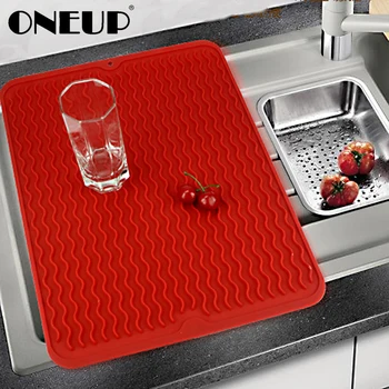 

ONEUP 3 Colors Food Grade Multifunction Silicone Placemat Coaster Non-slip Heat Resistant Kitchen Sink Water Proof Cup Mat