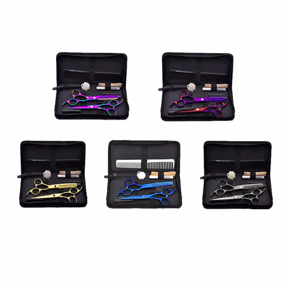 

Pet Grooming Scissors Set 6Inch Professional Pet Dog Cat Shears Hair Cutting Thinning Curved Scissors With Comb Bag Hairdressing