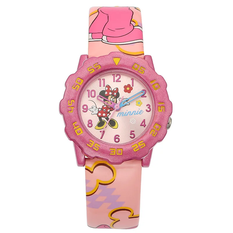 

Children's Watches Disney brand children girls Minnie mouse cartoon girl watches leather quartz students child waterproof clocks