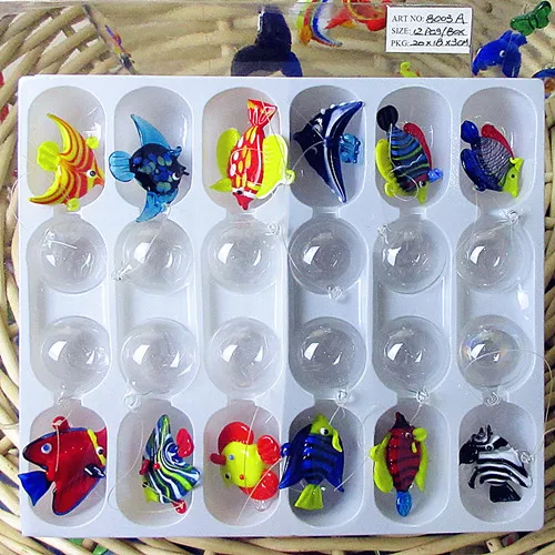 Custom hand blown aquarium floating glass fish miniature Figurines