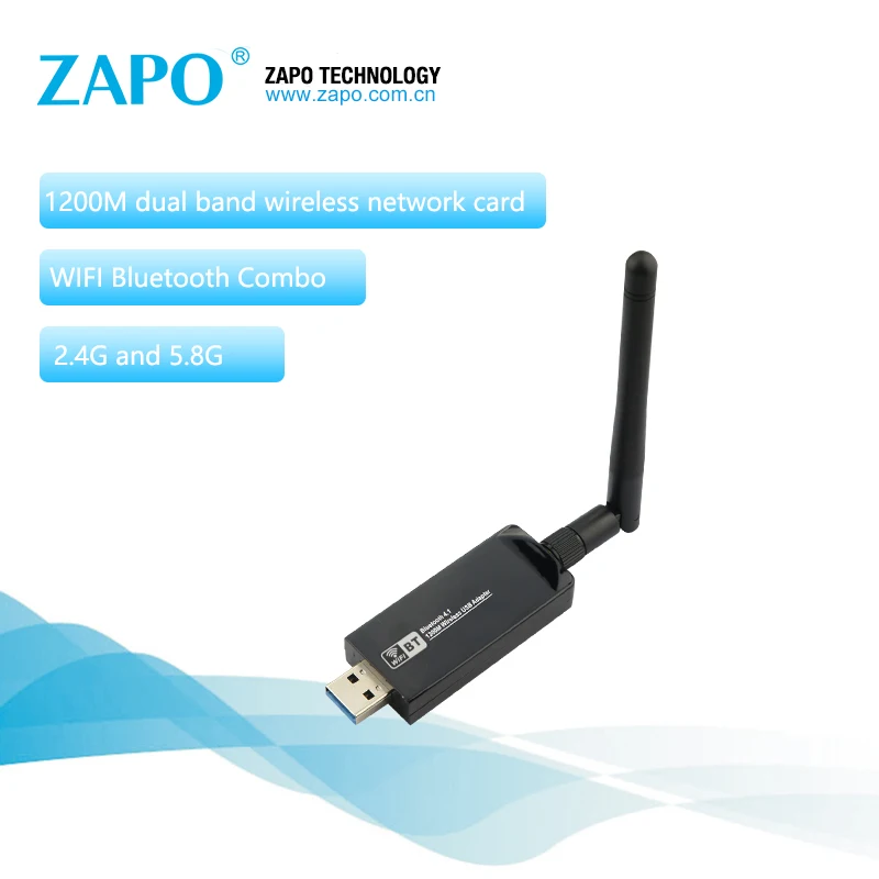 ZAPO игровой Bluetooth 4,1 добавить 5 ГГц WiFi 1200 Мбит/с беспроводной AC USB 3,0 адаптер Высокая Антенна Сеть карта для ПК настольного ноутбука тв