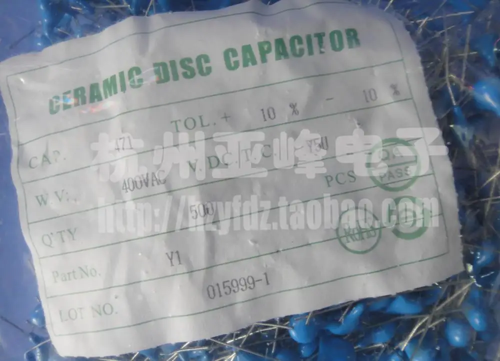 Free Delivery.Y1 capacitors 471M X1Y1 400VAC470PF 20% ceramic safety a package 500 | Электронные компоненты и