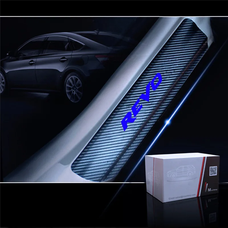 YCGLX 4Pcs for Opel VIVARO All Models Carbon Fiber Leather Car Door Sill Scuff Plate Protector Kick Pedal Threshold Bar Sticker Decoration Styling Accessory