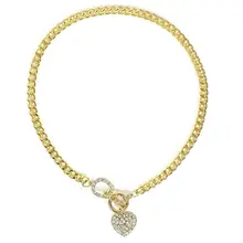 Fashion Crystal Heart Charm Pendant Jewelry Choker Statement Bib Necklace Chain