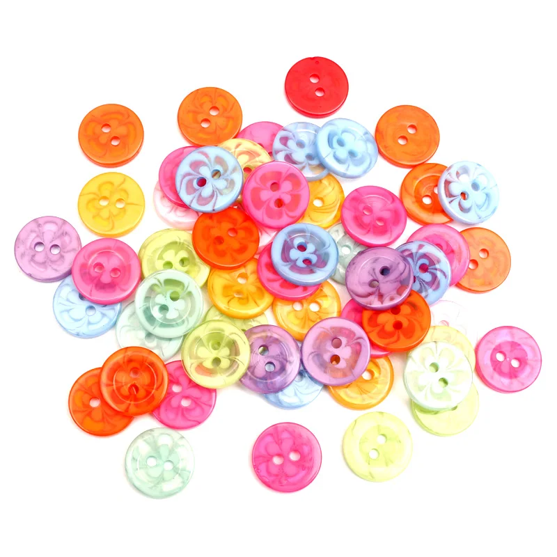 100Pcs 2 Hole Mixed Resin Round Sewing Buttons For Clothes Scrapbooking