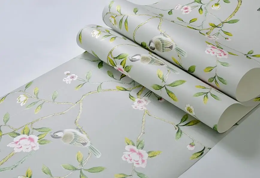 Papel de Parede Sala de Estar Beibehang Vintage American Pastoral Tecido Não Tecido Floral Quarto Sofá Compacto 42 Beibehang Vintage American pastoral tecido não tecido