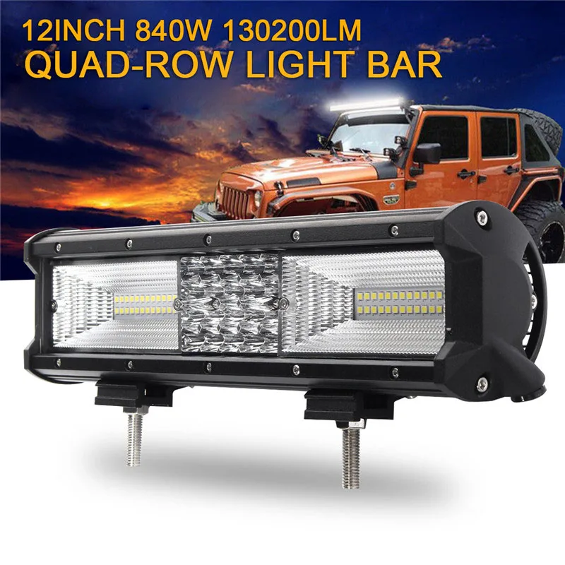 

12Inch 840W LED Work Light Bar Flood Spot Combo Offroad Truck SUV 2018 XR657