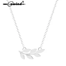 Cxwind – collier avec pendentif en forme de feuilles d'olivier pour femme, bijoux à la mode