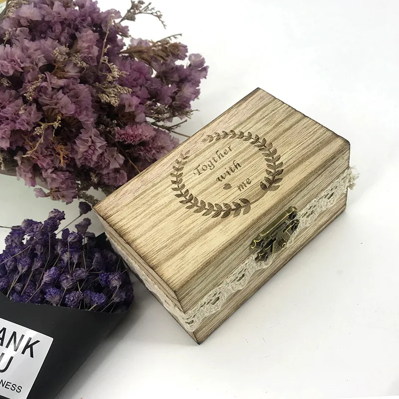 

2019 New Arrival Personalized Custom Rustic Gift Wedding Ring Bearer Box Custom Your Names and Date Wood Wedding Ring Box Decor