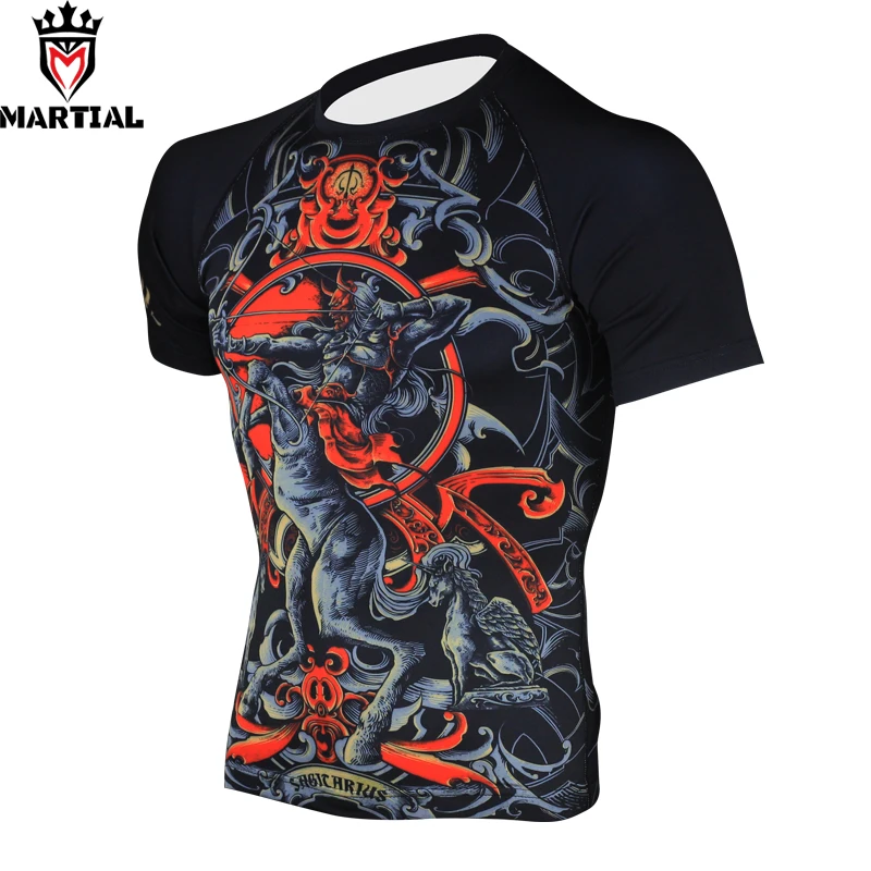 Боевые: Стрелец оригинальная Мужская рубашка с принтом rashguard для смешанных