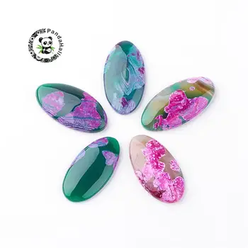 

5pc Dyed Natural Brazil AgateStone Cabochons for Fashion jewelry making DIY accessories, Oval, 46~48x22~24x5~8mm